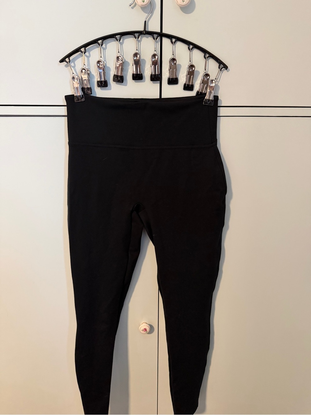 SPANX Black Leggings with Red Brand Tag